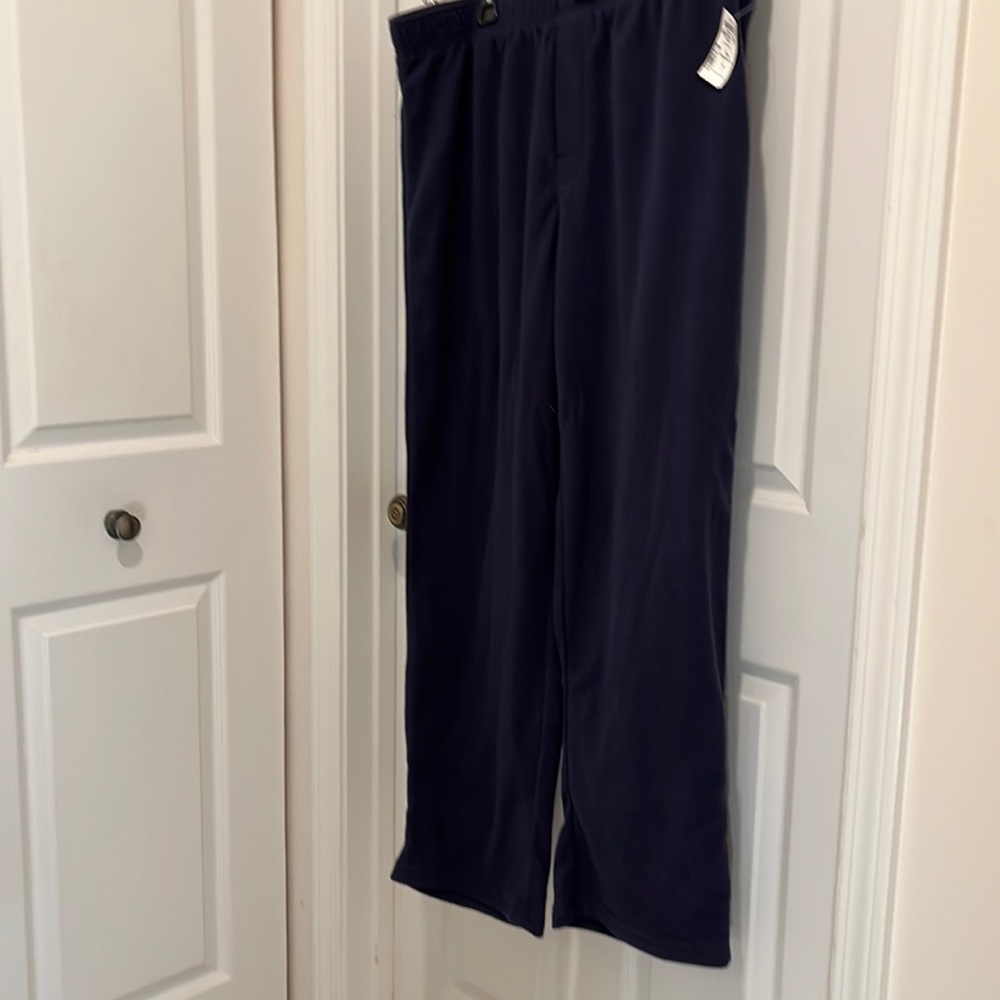 Men’s navy blue fleece sleepwear, loungewear pants. New with tags size large.